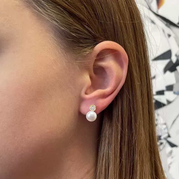 Perlová súprava pozlátená s riečnou perlou a zirkónom biela 29047.1B