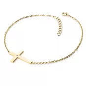Dámsky náramok žlté zlato 585/1000 prírodný diamant 0,006 ct krížik 10947-NR01-ZL-Champ