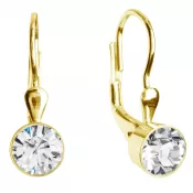Pozlátené strieborné náušnice visiace s kryštálmi Swarovski biele okrúhle 31112.1
