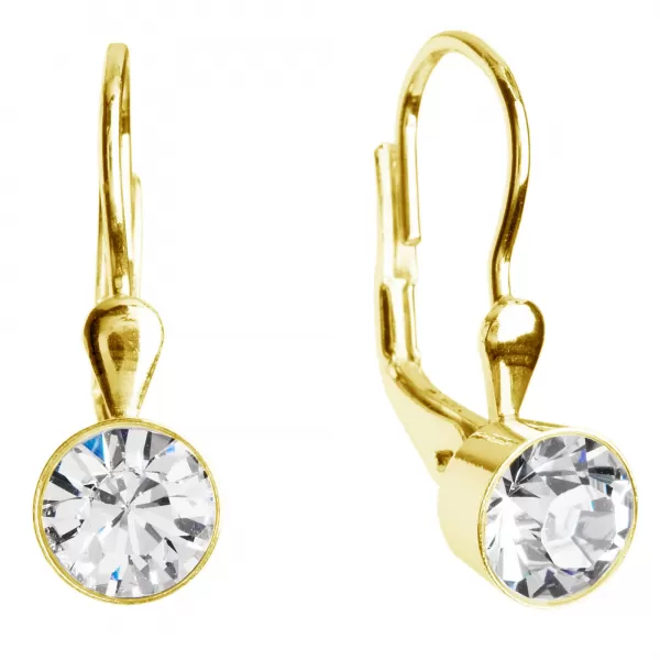 Pozlátené strieborné náušnice visiace s kryštálmi Swarovski biele okrúhle 31112.1