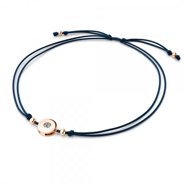 Dámsky náramok prírodný diamant 0,055 ct G/SI šnúrka Kabbalah s bielou 10911-NRS-MOD-CV-DIA