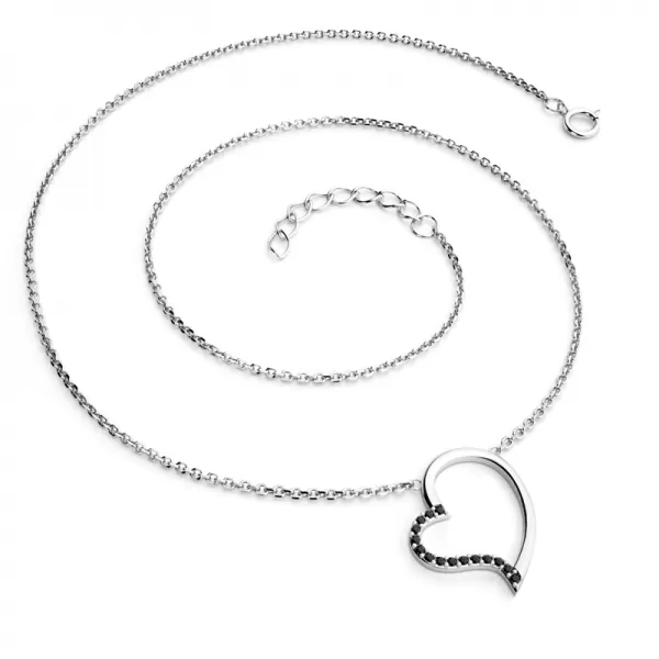 Dámsky náhrdelník prírodný diamant 0,082 ct s čiernym v bielom zlate 10948-NH01-B-Black