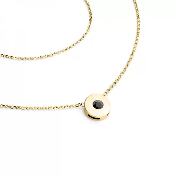 Dámsky náhrdelník prírodný diamant 0,055 ct čierny v žltom zlate 10911-NH01-ZL-Black