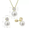 Perlová súprava pozlátená s riečnou perlou a zirkónom biela 29047.1B
