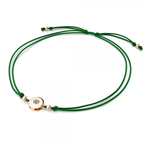 Dámsky náramok prírodný diamant 0,055 ct G/SI šnúrka Kabbalah s bielou 10911-NRS-MOD-CV-DIA