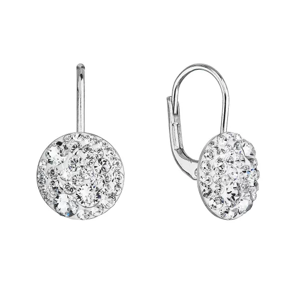 Strieborné náušnice visiace s kryštálmi Swarovski biele jemné 31315.1 crystal