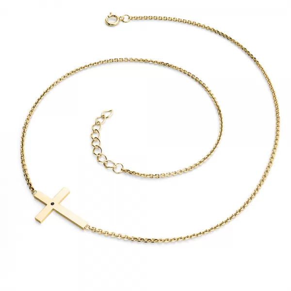 Čierny diamantový krížový náhrdelník 10947-NH01-ZL-Black