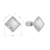 Strieborné náušnice pecka so syntetickým opálom a kryštálmi Preciosa biely kosoštvorec 31318.1 white