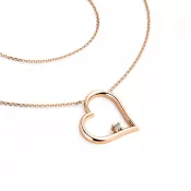 Dámsky náhrdelník ružové zlato 585/1000 prírodný diamant 0,027 ct G/SI srdce s diamantom - 10875-NH01-CV