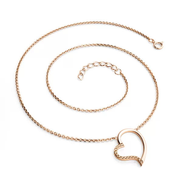 Dámsky náhrdelník z ružového zlata 585/1000 prírodný diamant 0,082 ct srdce so šampanským v ružovej farbe 10948-NH01-CV-Champ