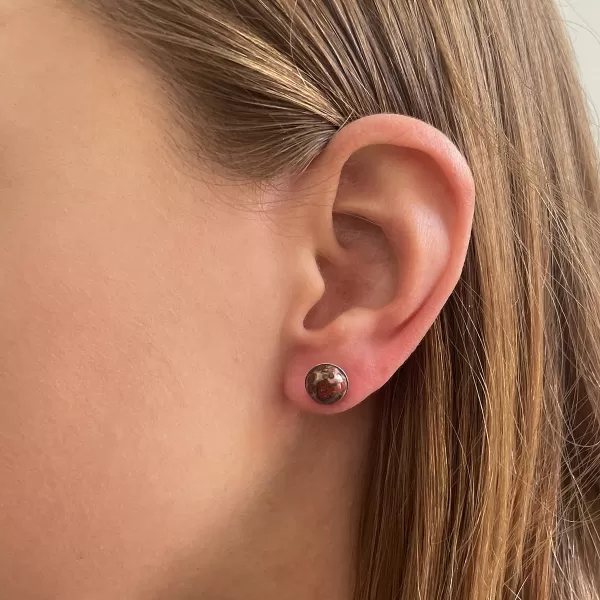 Strieborné náušnice kôstky s pravými minerálnymi kameňmi okrúhle 11491.3 Jaspis Leopard Skin