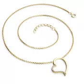 Dámsky náhrdelník žlté zlato 585/1000 prírodný diamant 0,082 ct G/SI srdiečko v žltom 10948-NH01-ZL