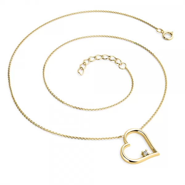 Dámsky prírodný diamantový náhrdelník 0,027 ct G/SI diamantové srdce - žlté zlato 10875-NH01-ZL