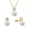 Perlová súprava pozlátená s riečnou perlou a zirkónom biela 29047.1B