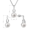 Perlová súprava visiaca s riečnou perlou a zirkónmi biela 29052.1B