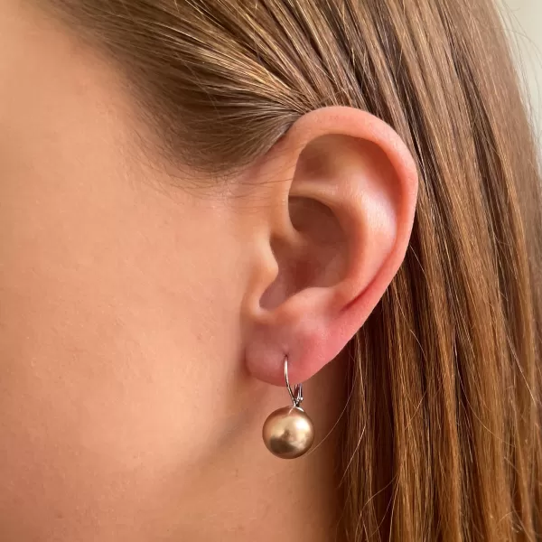 Strieborné náušnice visiace s perlou bronzové okrúhle 31144.3 bronze