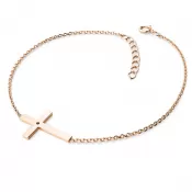 Dámsky náramok ružové zlato 585/1000 prírodný diamant 0,006 ct kríž s čiernou 10947-NR01-CV-Black