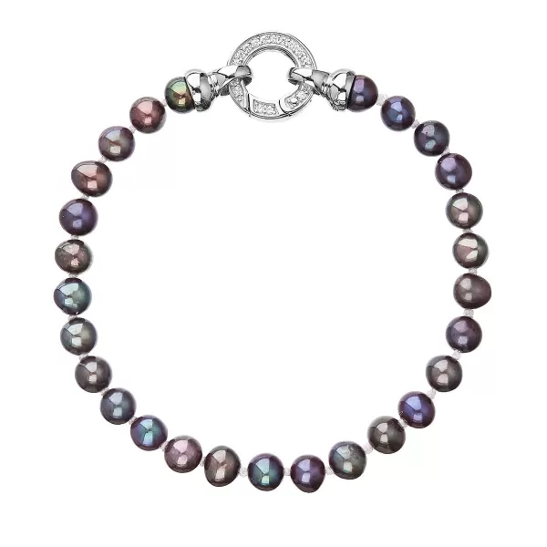 Perlový náramok z pravých riečnych perál modrý 23001.3 dk.peacock