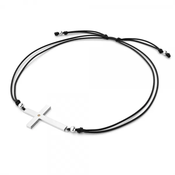 Dámsky náramok prírodný diamant 0,006 ct šnúrový kríž so šampanským 10947-NRS-CER-B-Champ