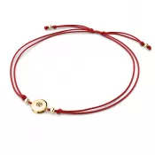 Dámsky náramok žlté zlato 585/1000 prírodný diamant 0,055 ct šnúrka kabbalah so šampanským 10911-NRS-CV-ZL-Champ