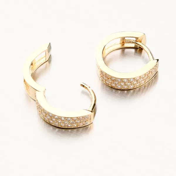 Dámske náušnice žlté zlato 585 prstene so zirkónmi 12-676