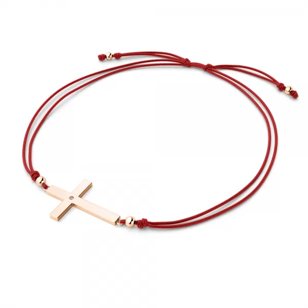 Dámsky náramok prírodný diamant 0,006 ct G/SI šnúrkový krížik 10947-NRS-CV-CV-DIA