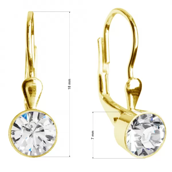 Pozlátené strieborné náušnice visiace s kryštálmi Swarovski biele okrúhle 31112.1