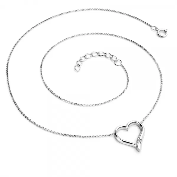 Dámsky náhrdelník biele zlato 585/1000 prírodný diamant 0,012 ct G/SI srdce s briliantom v bielej farbe 10917-NH01-B