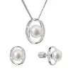 Perlová súprava ovál s riečnou perlou a zirkónmi biela 29049.1B