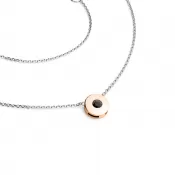 Dámsky náhrdelník zlatý mix 585/1000 prírodný diamant 0,055 ct čierny 10911-NH01-BCV-Black