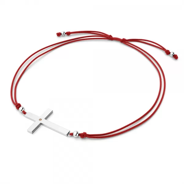 Dámsky náramok prírodný diamant 0,006 ct šnúrový kríž so šampanským 10947-NRS-CV-B-Champ