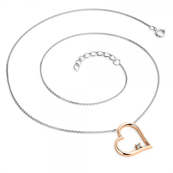 Dámsky prírodný diamantový náhrdelník s diamantovým srdcom 0,027 ct G/SI – 10875-NH01-BCV