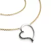 Dámsky náhrdelník zlatý mix 585/1000 prírodný diamant 0,082 ct srdce s čiernou 10948-NH01-ZLB-Black