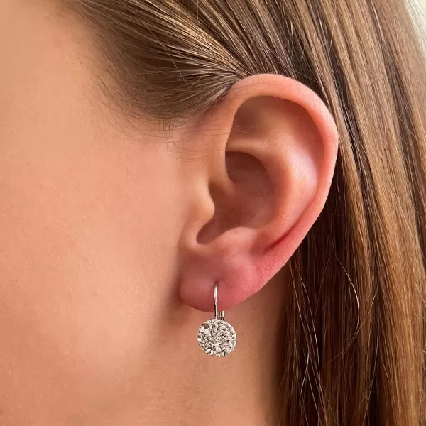 Strieborné náušnice visiace s kryštálmi Swarovski biele jemné 31315.1 crystal