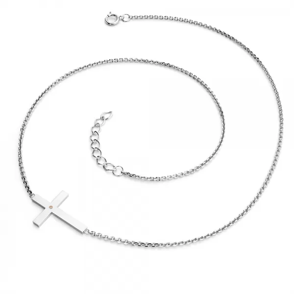 Dámsky náhrdelník prírodný diamant 0,006 ct krížik a šampanské 10947-NH01-B-Champ