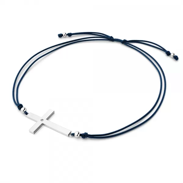 Dámsky náramok prírodný diamant 0,006 ct G/SI šnúrkový krížik 10947-NRS-MOD-B-DIA