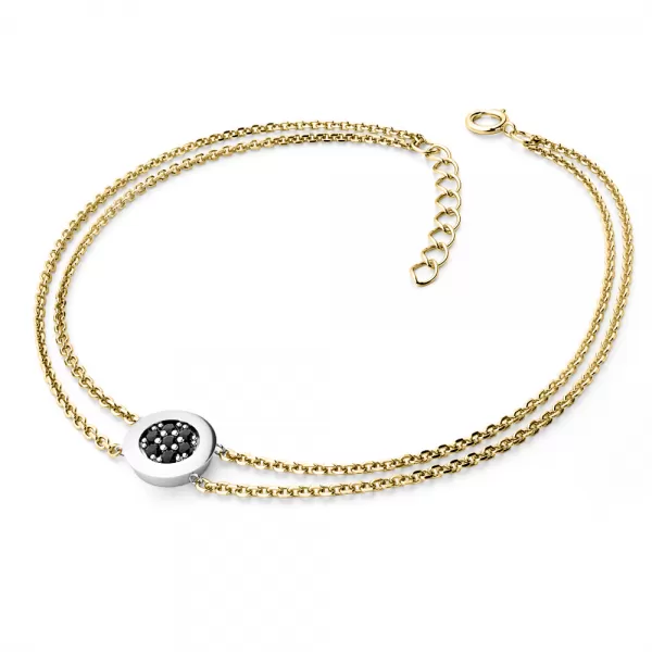 Dámsky náramok prírodný diamant 0,084 ct čierny 10902-NR02-ZLB-Black