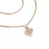 Ružový zlatý náhrdelník so srdiečkami so brilciami 10881-NH01A-CV