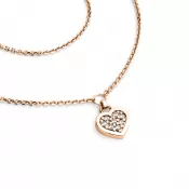 Ružový zlatý náhrdelník so srdiečkami so brilciami 10881-NH01A-CV
