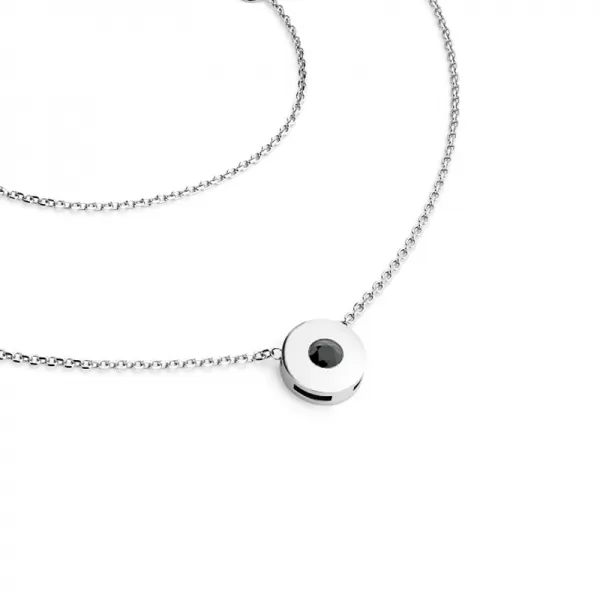 Dámsky náhrdelník prírodný diamant 0,055 ct čierny v bielom zlate 10911-NH01-B-Black