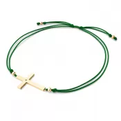 Dámsky náramok prírodný diamant 0,006 ct G/SI šnúrkový krížik 10947-NRS-ZEL-ZL-DIA