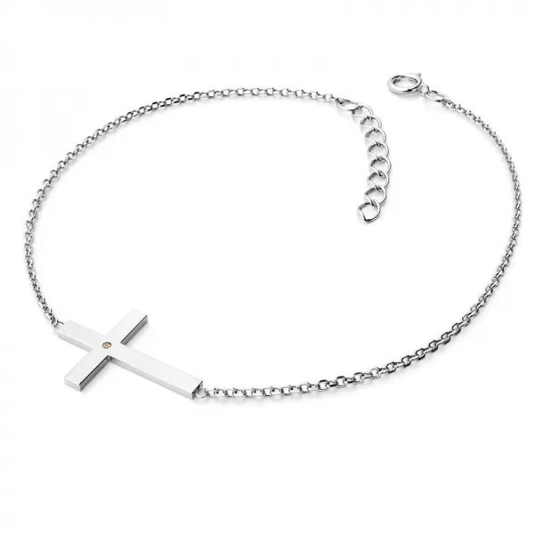 Dámsky náramok žlté zlato 585/1000 prírodný diamant 0,006 ct krížik 10947-NR01-B-Champ