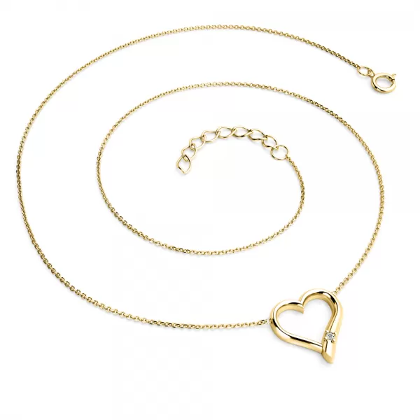 Dámsky náhrdelník s prírodným diamantom 0,012 ct G/SI Diamond Heart zo žltého zlata 10917-NH01-ZL