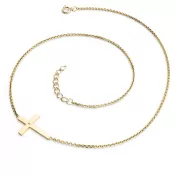 Dámsky náhrdelník žlté zlato 585/1000 prírodný diamant 0,006 ct krížik a Champagne 10947-NH01-ZL-Champ