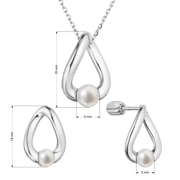 Perlová súprava s riečnou perlou biela 29057.1B