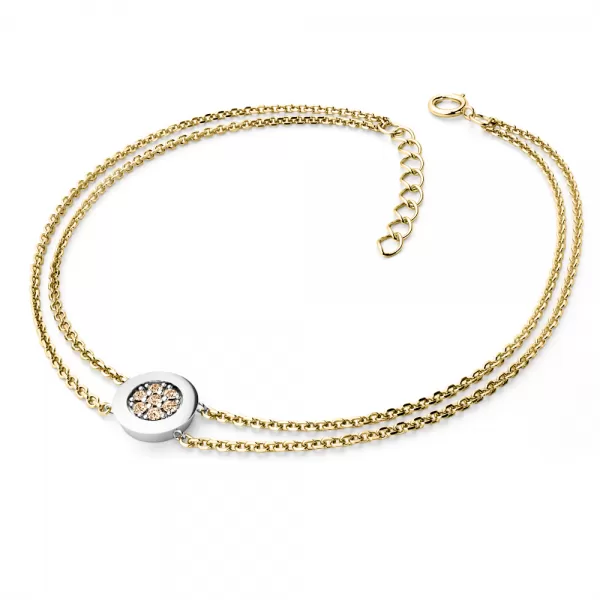 Dámsky náramok prírodný diamant 0,084 ct šampanské brilianty 10902-NR02-ZLB-Champ