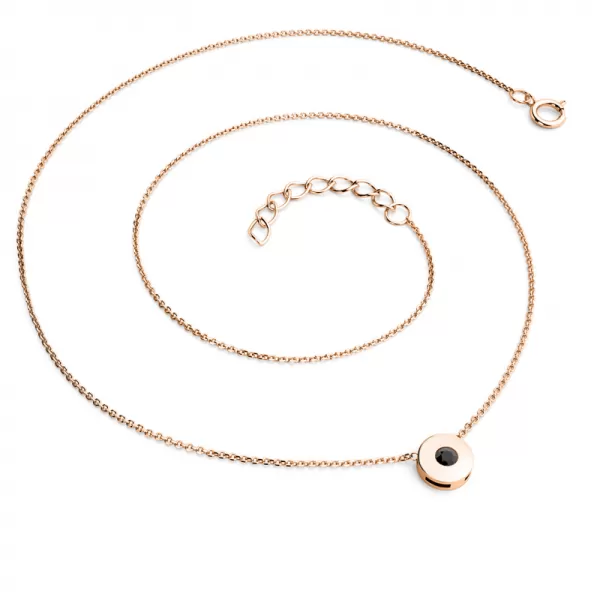 Dámsky náhrdelník ružové zlato 585/1000 prírodný diamant 0,055 ct čierny v ružovej farbe 10911-NH01-CV-Black