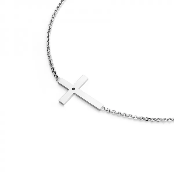 Čierny diamantový krížový náhrdelník 10947-NH01-B-Black