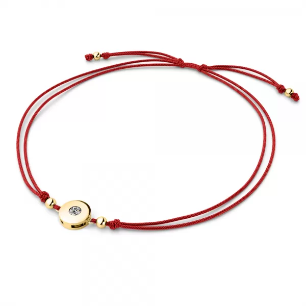 Dámsky náramok prírodný diamant 0,055 ct G/SI šnúrka Kabala s bielou 10911-NRS-CV-ZL-DIA