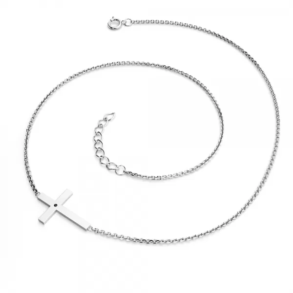 Čierny diamantový krížový náhrdelník 10947-NH01-B-Black